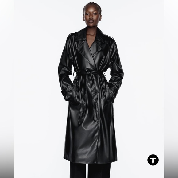 Faux Leather Trench Black Trench Coat Zara FAUX LEATHER BELTED
